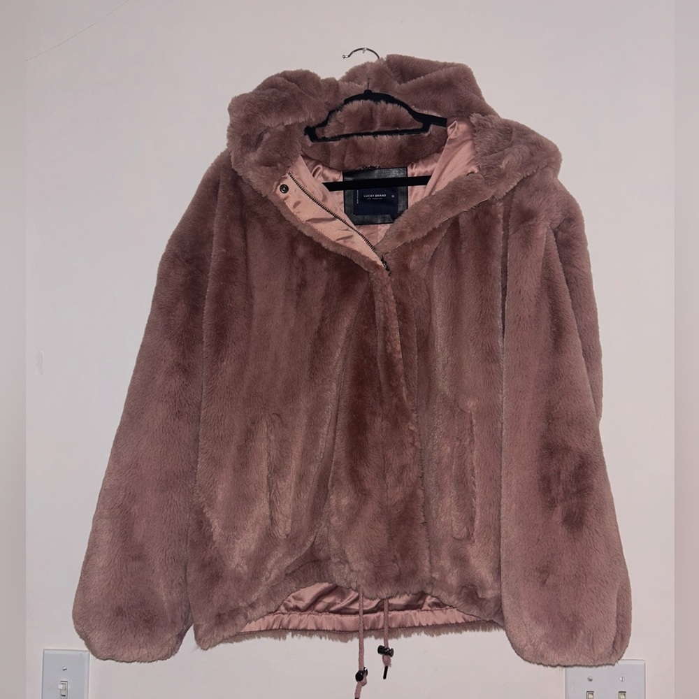Lucky Brand Hooded Fur Coat